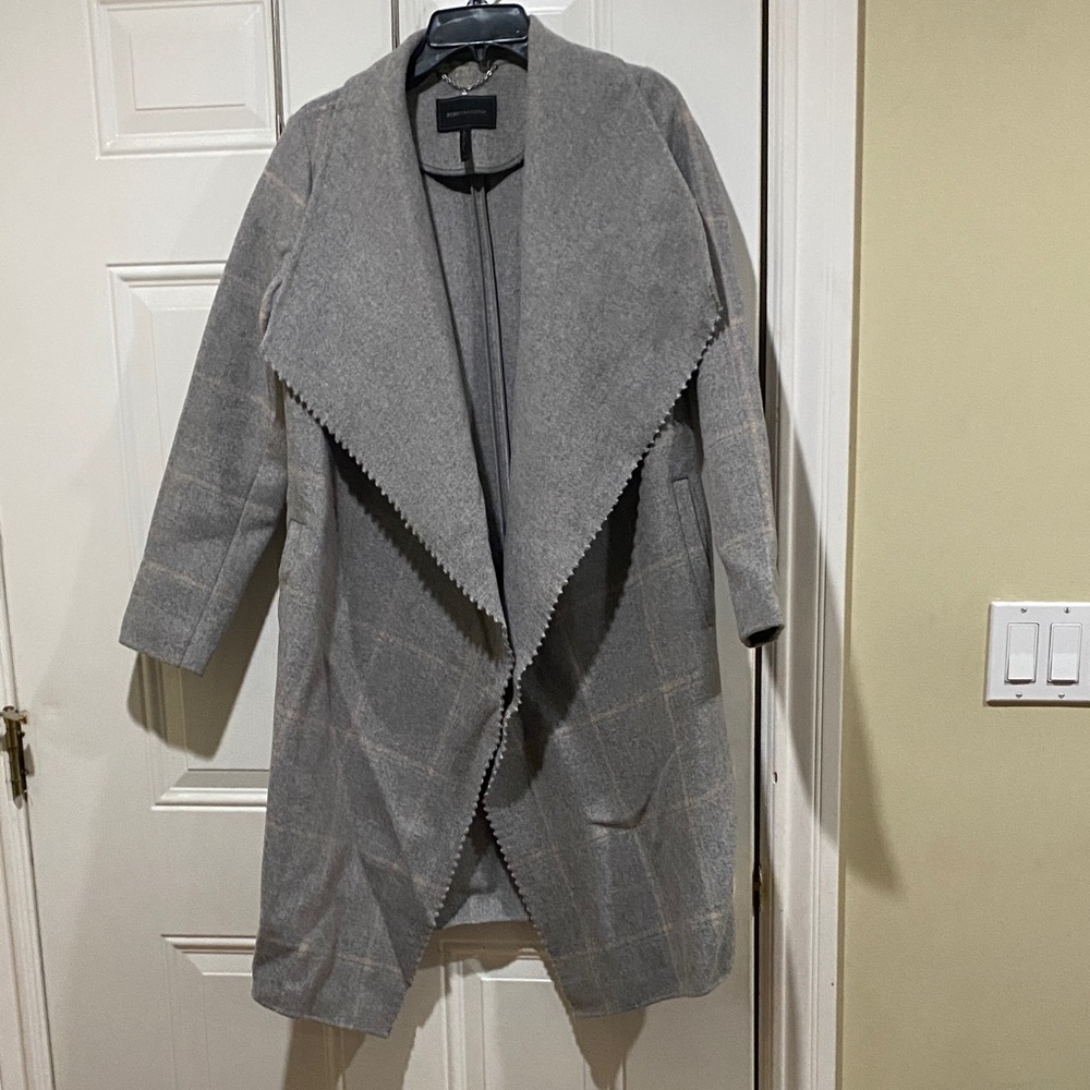 BCBGMaxazria Naomi plaid coat with belt